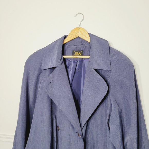 Luba Vintage Purple Double Breasted Trench Coat Jacket Pockets Retro Padded 20.5 - Picture 11 of 13